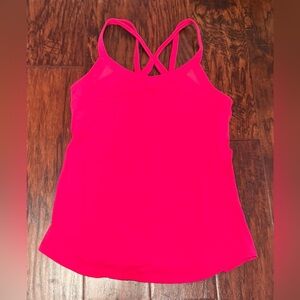 Lululemon Coolmax Stretch Yoga Tank Top Bra Bright Pink Strappy Mesh